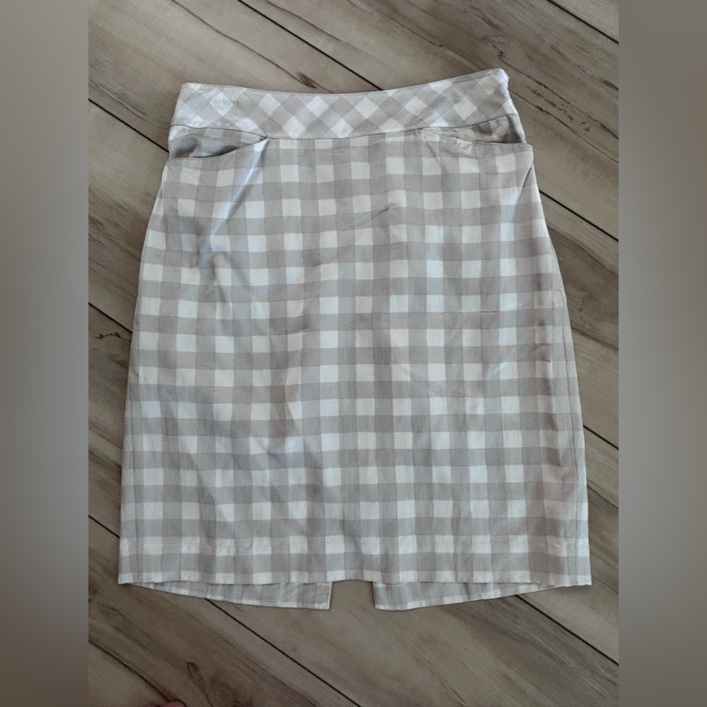 Club Monaco Striped Cream and Gray Skirt